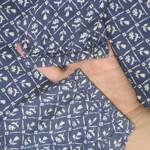 GAP 🐦 Vtg Y2K 🌾 Lightweight Long-sleeve Cornflower Blue Floral Blouse 🪺 Sz S - Picture 4 of 16